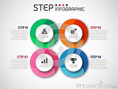 Geometric circular modern shape elements with steps,options,milestone,processes or workflow.Business data visualization.Creative Vector Illustration