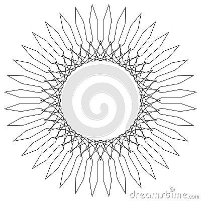 Geometric circular pattern. Abstract motif with radiating inters Vector Illustration
