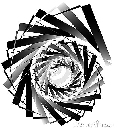 Geometric circular spiral. Abstract angular, edgy shape in rotating fashion Vector Illustration