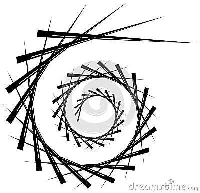 Geometric circular spiral. Abstract angular, edgy shape in rotating fashion Vector Illustration