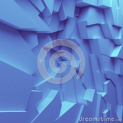 Geometric color abstract polygons wallpaper, as crack wall Stock Photo