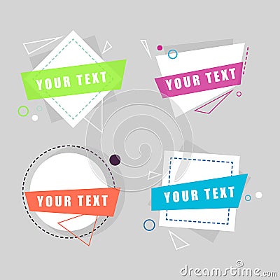 Geometric colors elements, stickers for banners. Flat design. Stock Photo