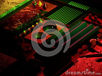 Geometric composition of different objects, 3D rendering Cartoon Illustration