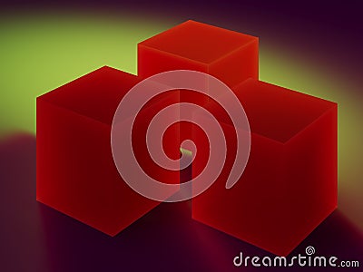 Geometric composition of different objects, 3D rendering Cartoon Illustration