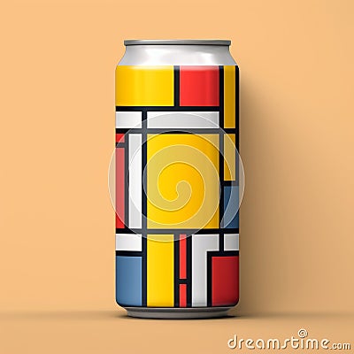 Geometric Constructivism: Bold And Puzzling Beer Can Design Stock Photo