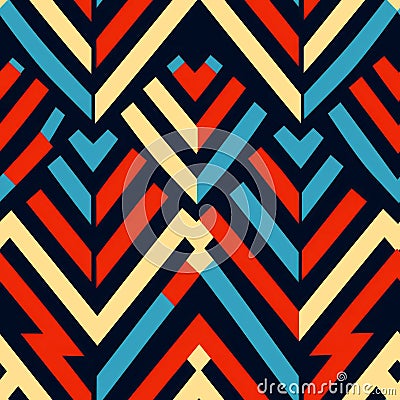 Geometric Constructivism Zigzag Vector Pattern With Ndebele-inspired Motifs Cartoon Illustration