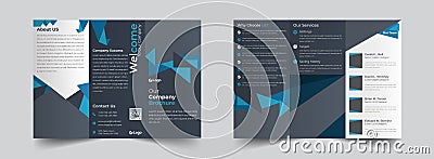 Creative Triangle Blue Trifold Brochure Template Design Vector Illustration