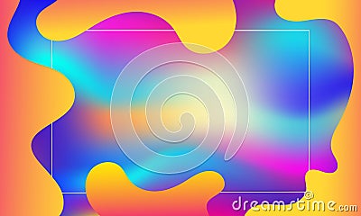 Geometric cover. Gradient colorful stripes composition. Cool modern neon orange mesh. Abstract fluid shapes. Liquid and fluid post Vector Illustration