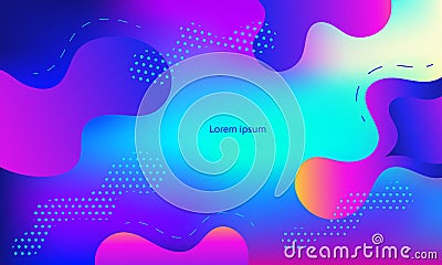 Geometric cover. Gradient shapes composition. Cool modern neon blue color. Abstract fluid shapes.Liquid and fluid poster.Futuristi Vector Illustration