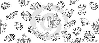 Geometric Crystals Pattern with and Minerals. Cartoon Illustration