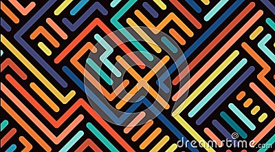 Geometric cube abstract pattern, 3d drawing style technique line neatly arranged illustration. Cartoon Illustration