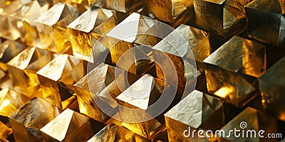 A geometric 3D background showcasing an intricate array of interlocking cubes, each with a glossy, Stock Photo