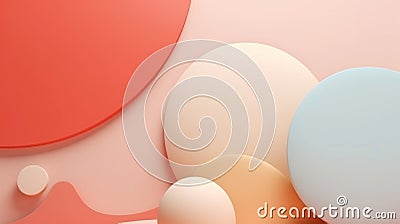 Geometric 3d smooth pastel shapes. Abstract background with light colour palette. Generative AI Stock Photo