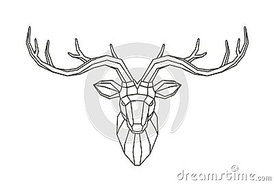 Geometric deer head. Abstract animal. Low poly line art vector illustration Vector Illustration