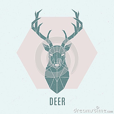 Geometric deer illustration. Abstract nordic deer emblem . Vector Illustration