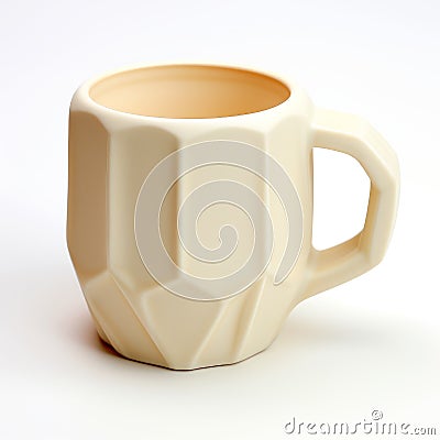 Geometric Design 3d Printed White Coffee Cup With Squishy Finish Stock Photo