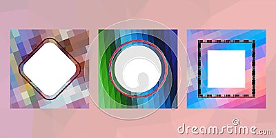 Geometric design mosaic sets. Colorful gradient background. Geometric triangle, abstract background. Mosaic texture. The effect of Cartoon Illustration