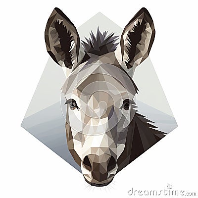 Geometric Donkey Illustration: Darktable Processing With Sharp And Angular Style Stock Photo
