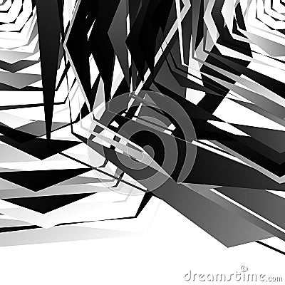 Geometric edgy rough pattern. Abstract black and white art. Vector Illustration