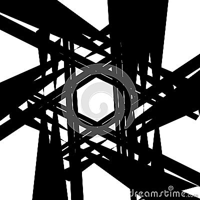 Geometric edgy rough pattern. Abstract black and white art. Vector Illustration