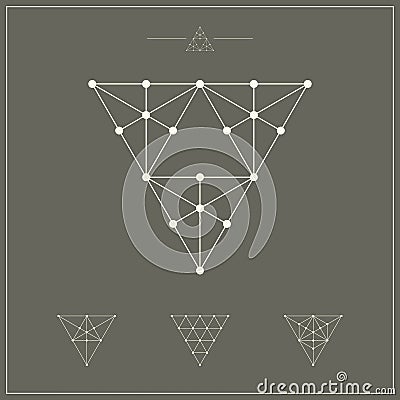 Geometric elements, triangles with dots Vector Illustration