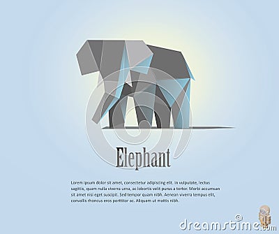 Geometric elephant illustration in polygonal style. low poly. Animal triangle icon. Modern object Vector Illustration