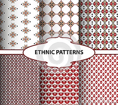 Geometric ethnic patterns. Embroidery style Vector Illustration