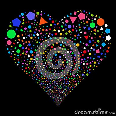 Geometric Figures Fireworks Heart Vector Illustration