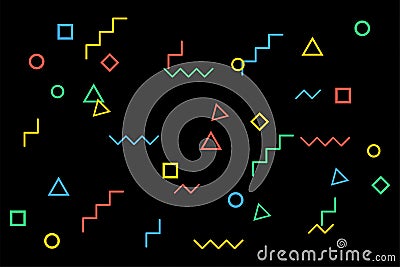 Geometric figures on gradient background. Colorful circles and lines. Flat design. Minimalistic design. Poster or banner. Vector i Vector Illustration