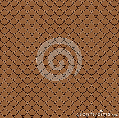 Geometric fish scales chinese seamless pattern. Wavy roof tile background for design. Modern repeating stylish texture. Flat patte Cartoon Illustration