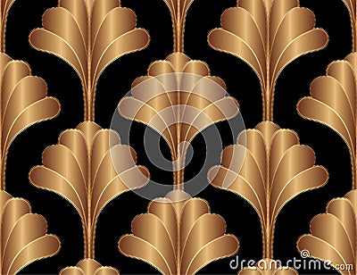 Geometric Floral Gatsby Art Deco Seamless Pattern Background Design. Vintage Style Decorative Texture Vector Illustration