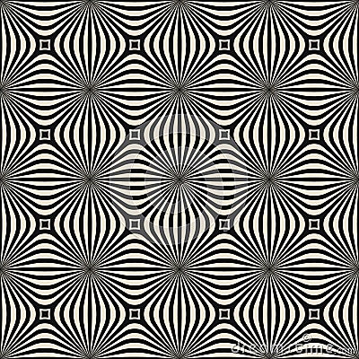 Geometric floral retro black and white seamless pattern Vector Illustration