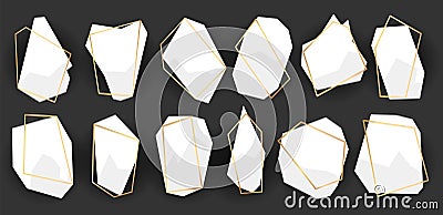 Geometric frames polyhedrons. Abstract gold frames. Luxury decorative modern polygonal geometric banner elements Vector Illustration