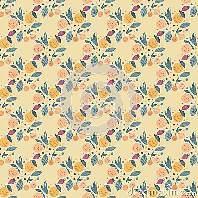 Geometric fruits seamless pattern. Funny garden fruit background Cartoon Illustration