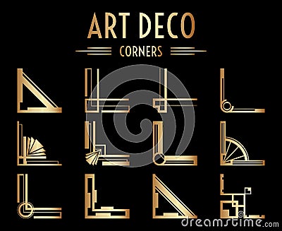 Geometric Gatsby Art Deco Corner or Frame Design Vector Illustration