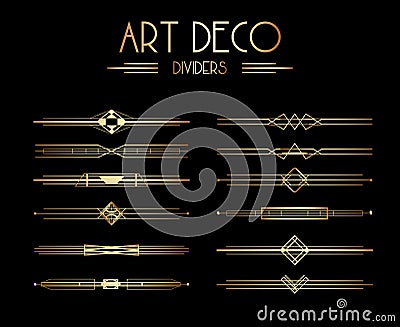 Geometric Gatsby Art Deco Dividers or Decoration Elements Vector Illustration