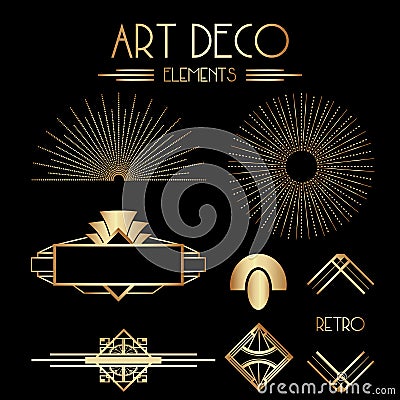 Geometric Gatsby Art Deco Ornaments and Decorative Elements Vector Illustration