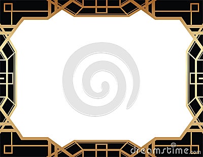 Geometric Gatsby Art Deco Style Border Frame Design Vector Illustration