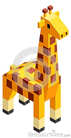 Geometric giraffe. Low poly animal. Isometric icon Vector Illustration