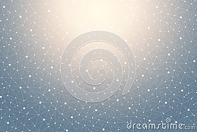 Geometric graphic background with connected lines and dots. Scientific cybernetic particle compounds. Minimal array Vector Illustration