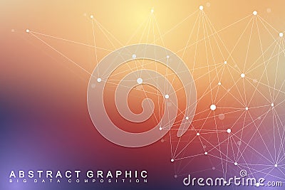 Geometric graphic background molecule and communication. Big data complex with compounds. Perspective backdrop. Minimal Vector Illustration