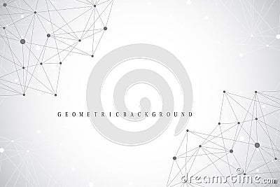 Geometric graphic background molecule and communication. Big data complex with compounds. Perspective backdrop. Minimal Vector Illustration