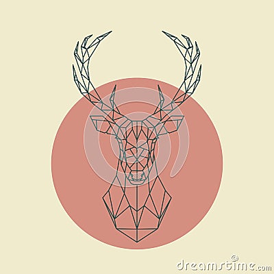 Geometric green head of deer. Vector Illustration