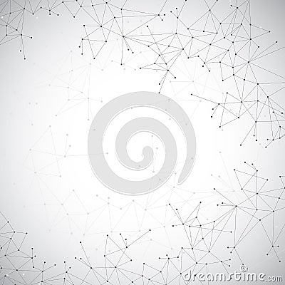 Geometric grey background molecule and communication . Connected lines with dots. Vector illustration Vector Illustration