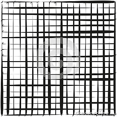 Geometric grid design. Abstract black lines. White background contrast. Minimal pattern element. Vector Illustration