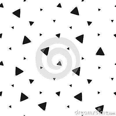 Geometric grunge seamless pattern of black triangle confetti Vector Illustration