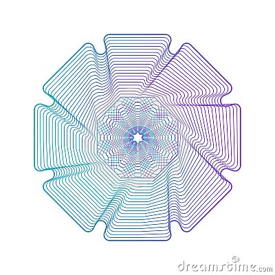 Geometric Guilloche rosette element. Digital watermark for Security Papers. It can be used as a protective layer for Stock Photo