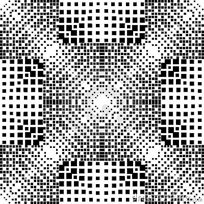 Geometric halftone vector seamless pattern. Abstract check dotted gradient background. Black and white monochrome checkered Vector Illustration