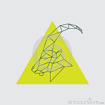 Geometric head mountain sheep with side view. Vector Illustration