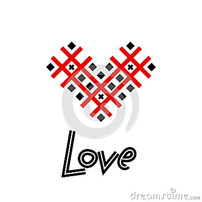 Geometric heart lettering love Vector Illustration